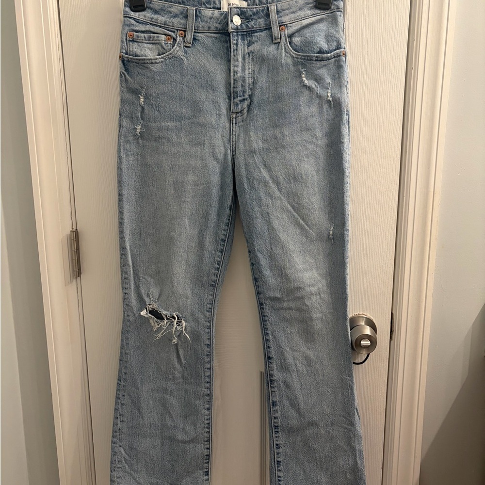 PISTOLA jeans Light Blue Distressed Straight Leg Size 27